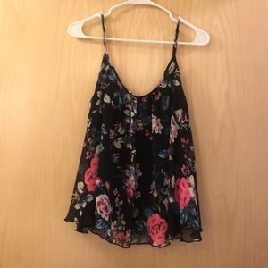 Black Floral Tank